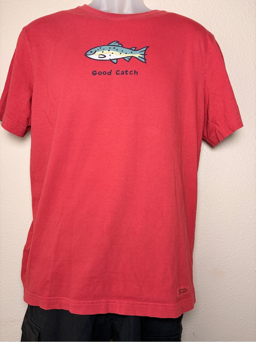 Life Is Good Coral Red 'Good Catch' Fish Graphic Tee